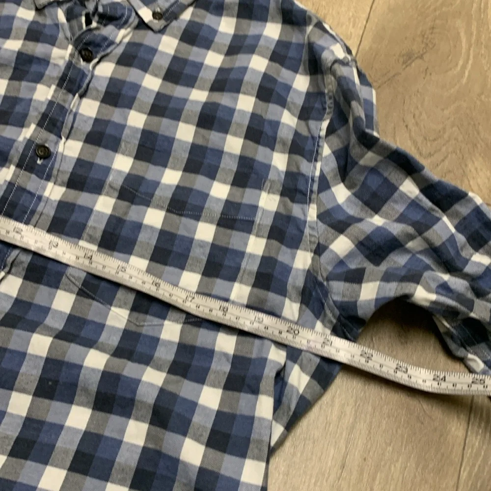 Mens‎ Banana Republic Luxe Flannel Slim Fit Gingham Button Up Casual Shirt